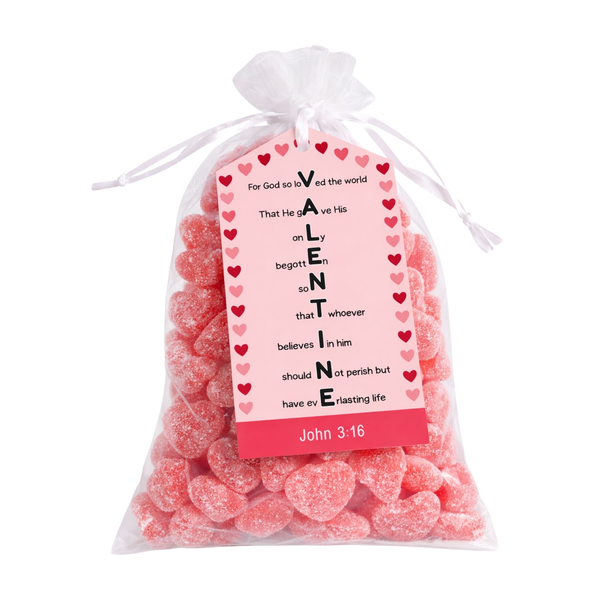 Strawberry Hearts Gift Bag (100g) - Valentine's Day