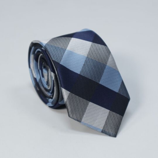 Blue & Grey Check Tie